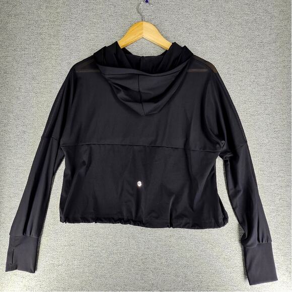 BUFFBUNNY WOMENS ESCANDALA PULLOVER BLACK DIAMOND MESH HOODED CROPTOP SIZE SMALL - Picture 3 of 13